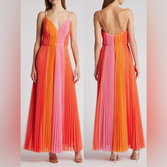 Hutch Dresses & Skirts - NEW HUTCH Colorblock Pleated Tulle V neck Sleeveless warm multi Gown Sz 8